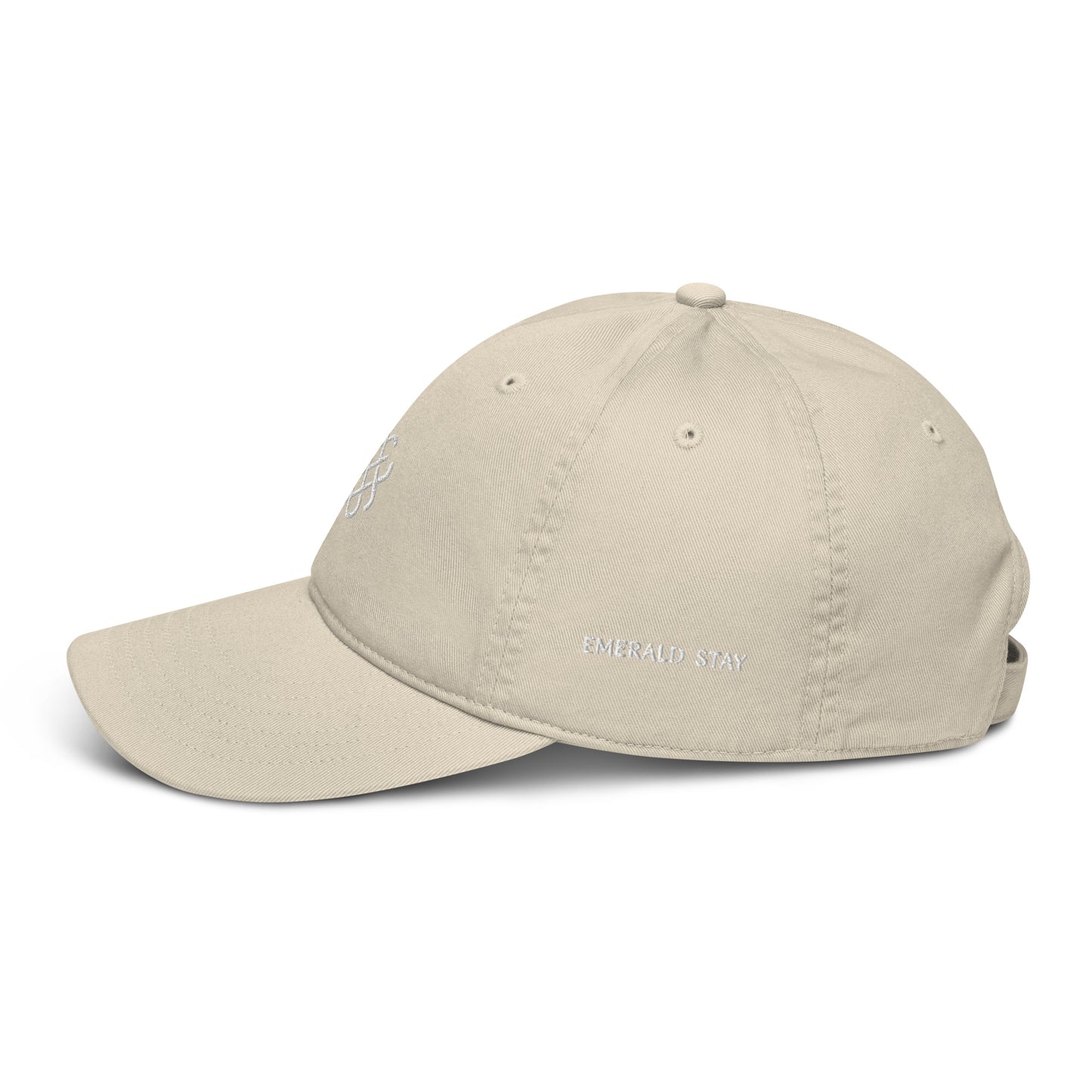 Emerald Stay - White logo embroidered - Organic hat